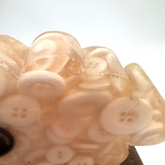 Sheep shaped lamb lucite resin with vintage buttons sewing room decor lover - Picture 6 of 12
